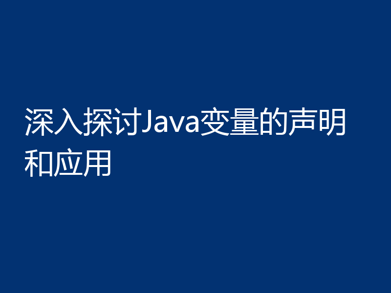 深入探讨Java变量的声明和应用