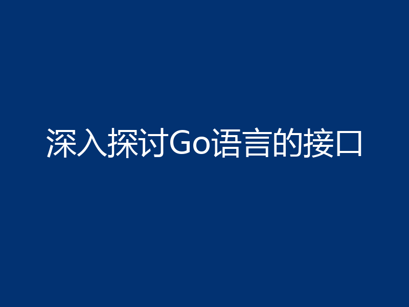 深入探讨Go语言的接口