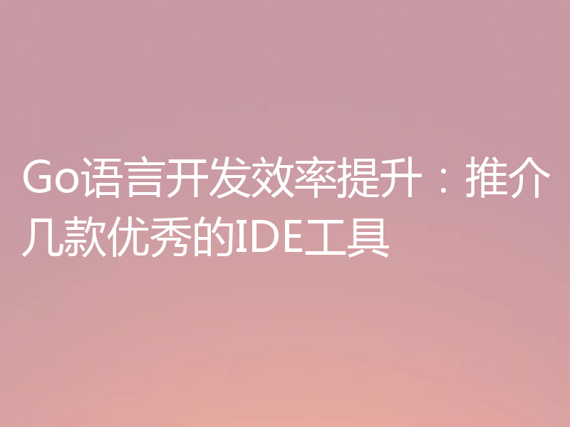 Go语言开发效率提升：推介几款优秀的IDE工具