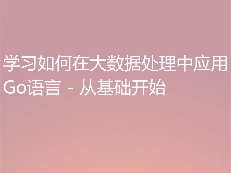 学习如何在大数据处理中应用Go语言 - 从基础开始