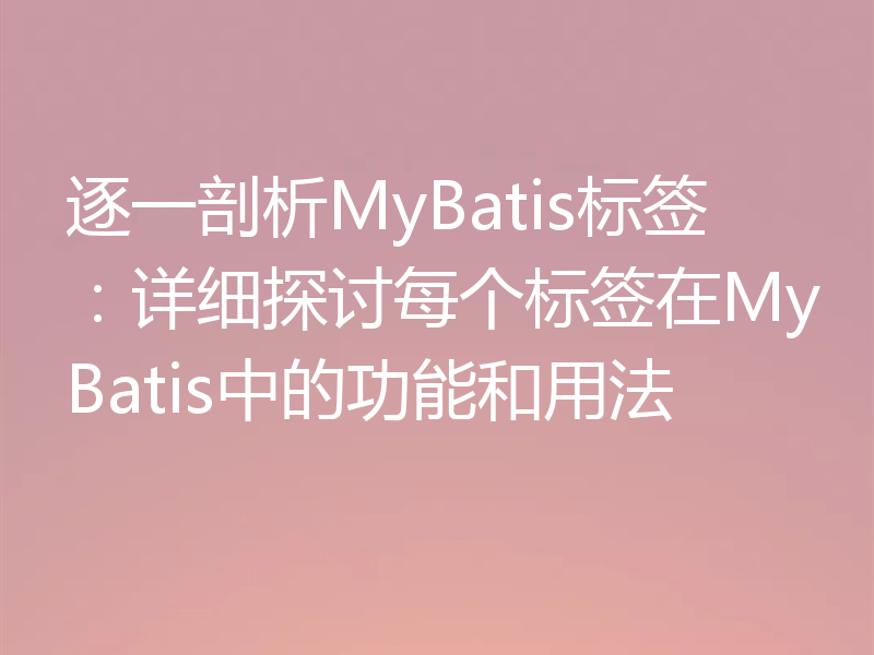 逐一剖析MyBatis标签：详细探讨每个标签在MyBatis中的功能和用法