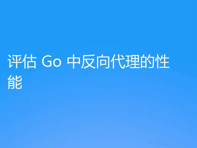 评估 Go 中反向代理的性能