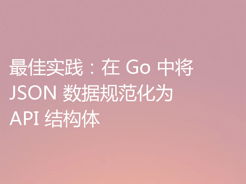最佳实践：在 Go 中将 JSON 数据规范化为 API 结构体