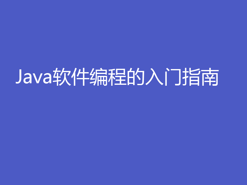 Java软件编程的入门指南
