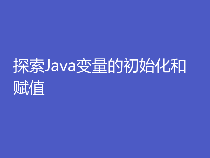 探索Java变量的初始化和赋值
