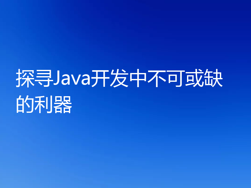 探寻Java开发中不可或缺的利器
