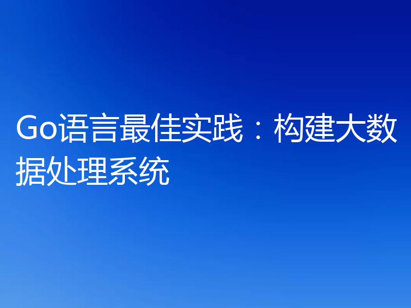 Go语言最佳实践：构建大数据处理系统