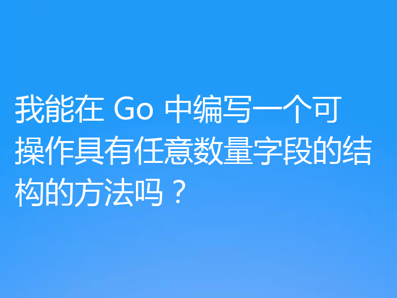 我能在 Go 中编写一个可操作具有任意数量字段的结构的方法吗？