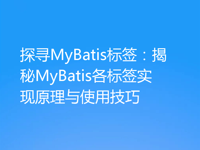 探寻MyBatis标签：揭秘MyBatis各标签实现原理与使用技巧
