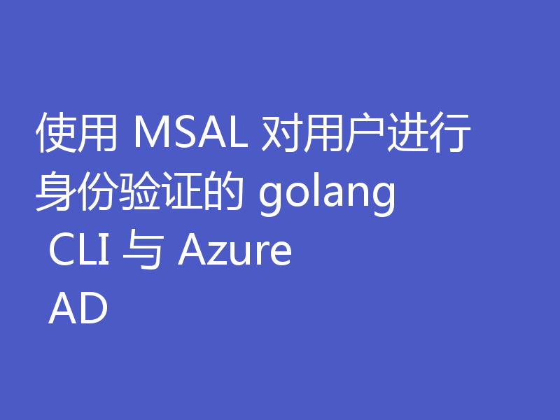 使用 MSAL 对用户进行身份验证的 golang CLI 与 Azure AD