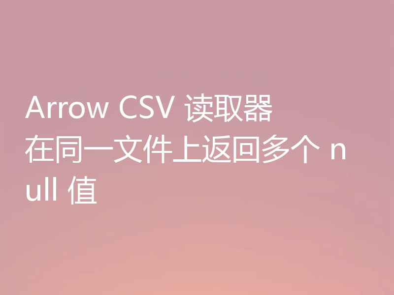 Arrow CSV 读取器在同一文件上返回多个 null 值