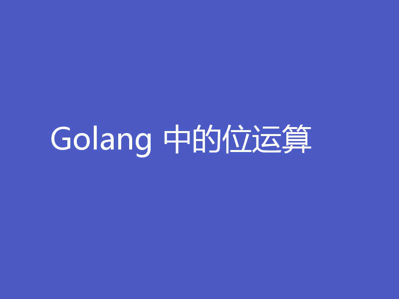 Golang 中的位运算