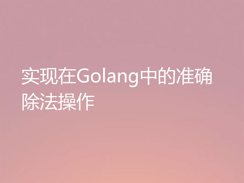 实现在Golang中的准确除法操作