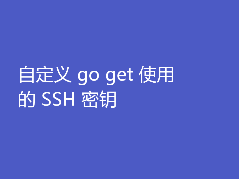 自定义 go get 使用的 SSH 密钥
