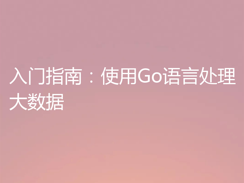 入门指南：使用Go语言处理大数据