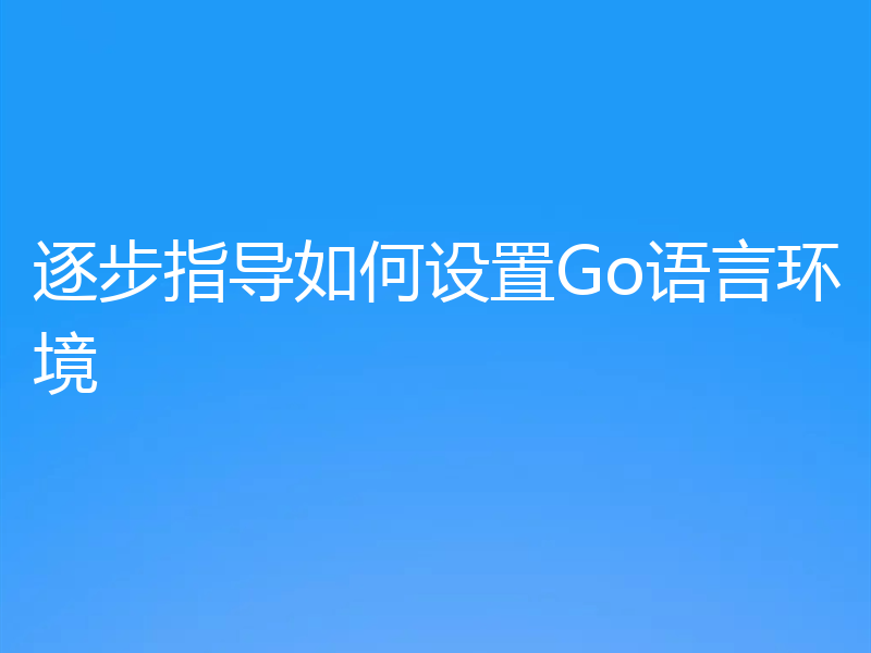 逐步指导如何设置Go语言环境