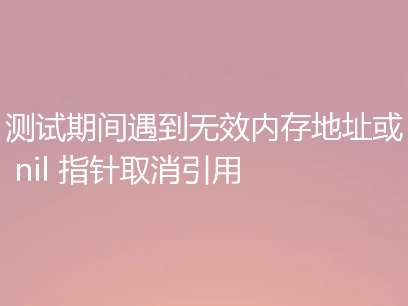 测试期间遇到无效内存地址或 nil 指针取消引用