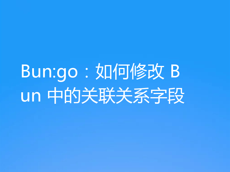 Bun:go：如何修改 Bun 中的关联关系字段