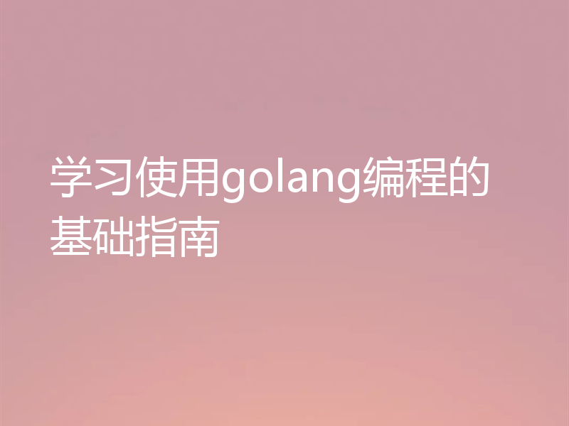 学习使用golang编程的基础指南