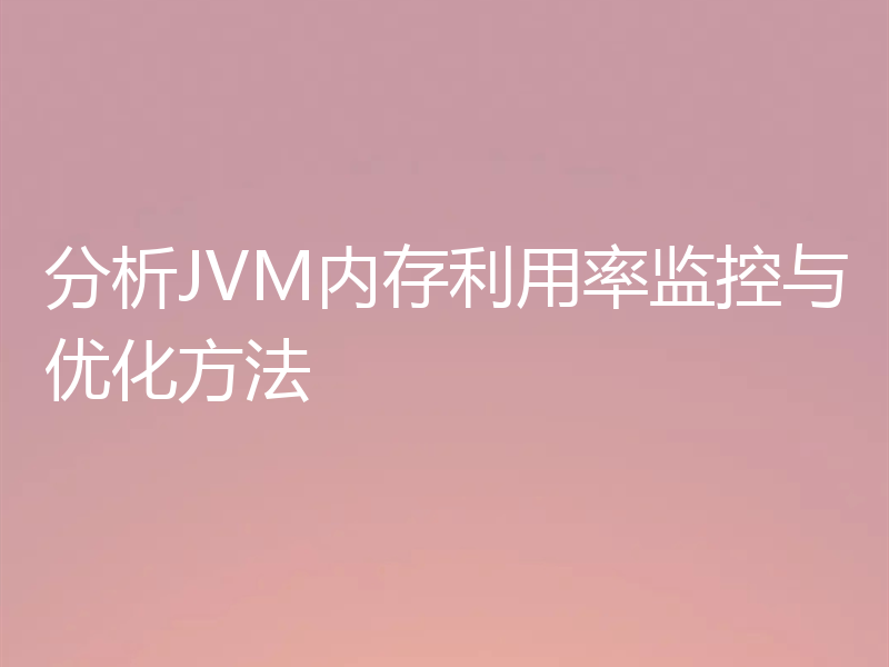 分析JVM内存利用率监控与优化方法