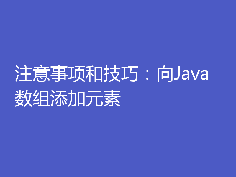 注意事项和技巧：向Java数组添加元素