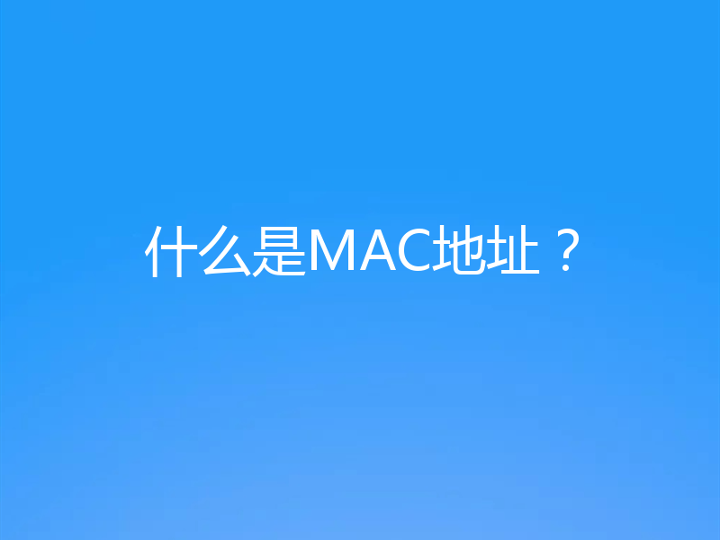 什么是MAC地址？