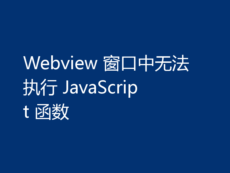 Webview 窗口中无法执行 JavaScript 函数