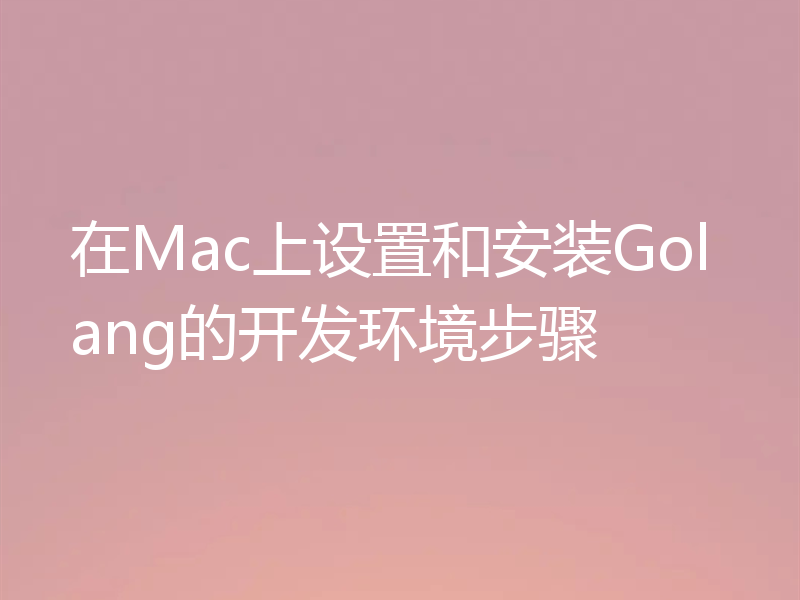 在Mac上设置和安装Golang的开发环境步骤