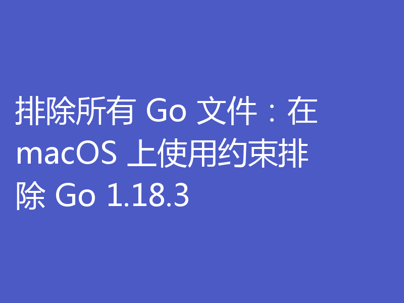 排除所有 Go 文件：在 macOS 上使用约束排除 Go 1.18.3