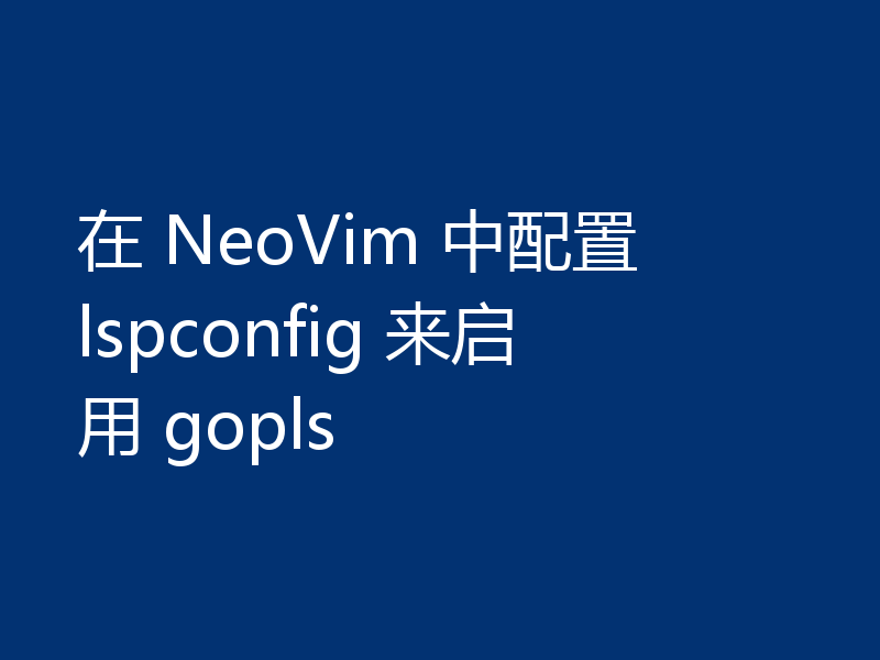 在 NeoVim 中配置 lspconfig 来启用 gopls
