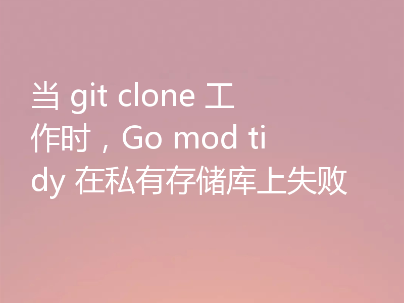 当 git clone 工作时，Go mod tidy 在私有存储库上失败