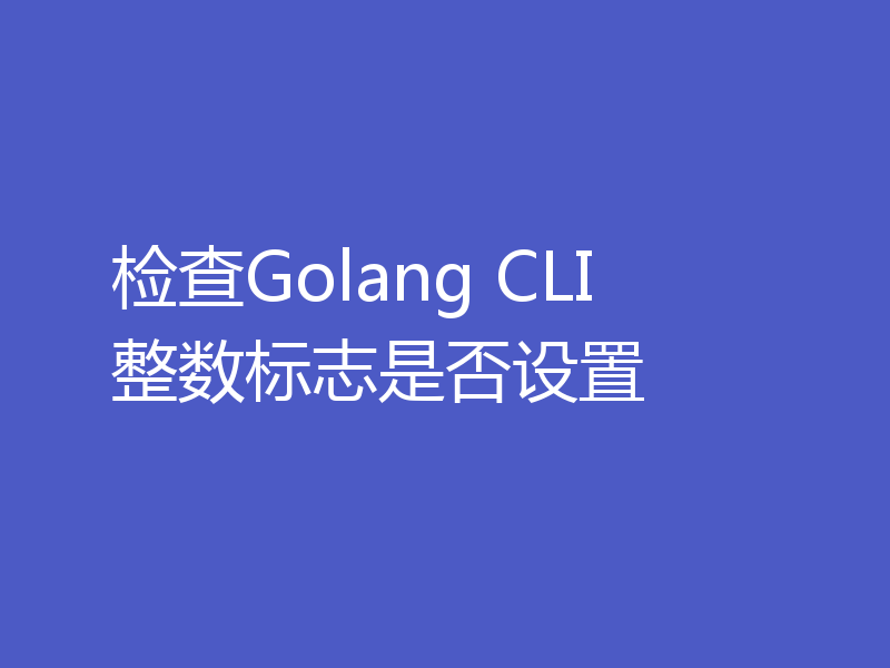 检查Golang CLI 整数标志是否设置