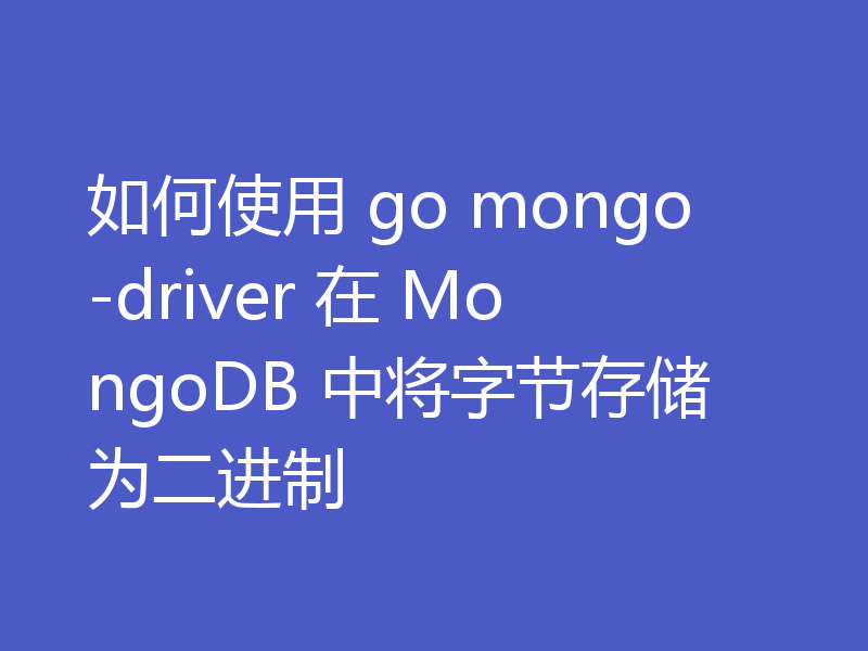 如何使用 go mongo-driver 在 MongoDB 中将字节存储为二进制