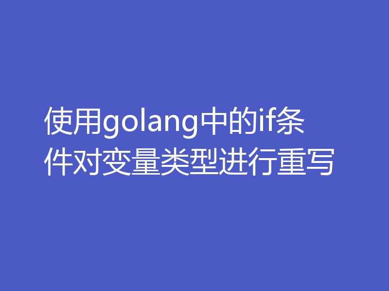 使用golang中的if条件对变量类型进行重写
