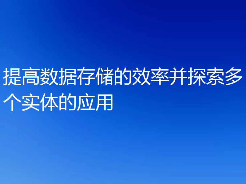 提高数据存储的效率并探索多个实体的应用