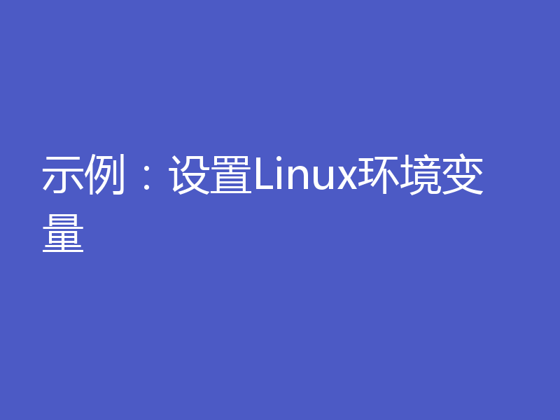 示例：设置Linux环境变量