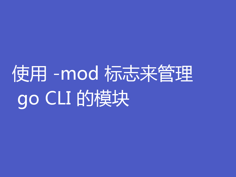 使用 -mod 标志来管理 go CLI 的模块