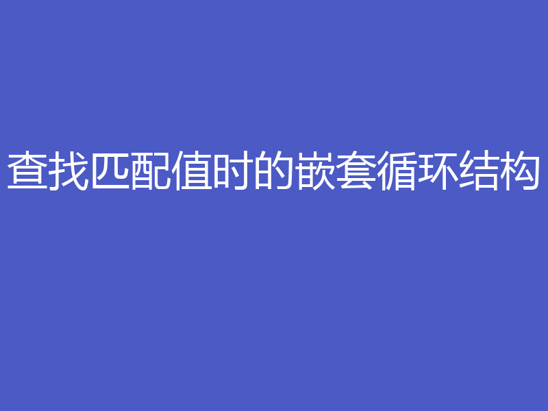 查找匹配值时的嵌套循环结构
