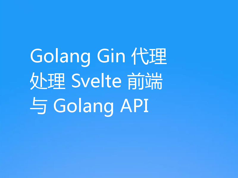 Golang Gin 代理处理 Svelte 前端与 Golang API