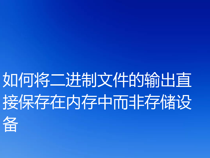 
如何将二进制文件的输出直接保存在内存中而非存储设备