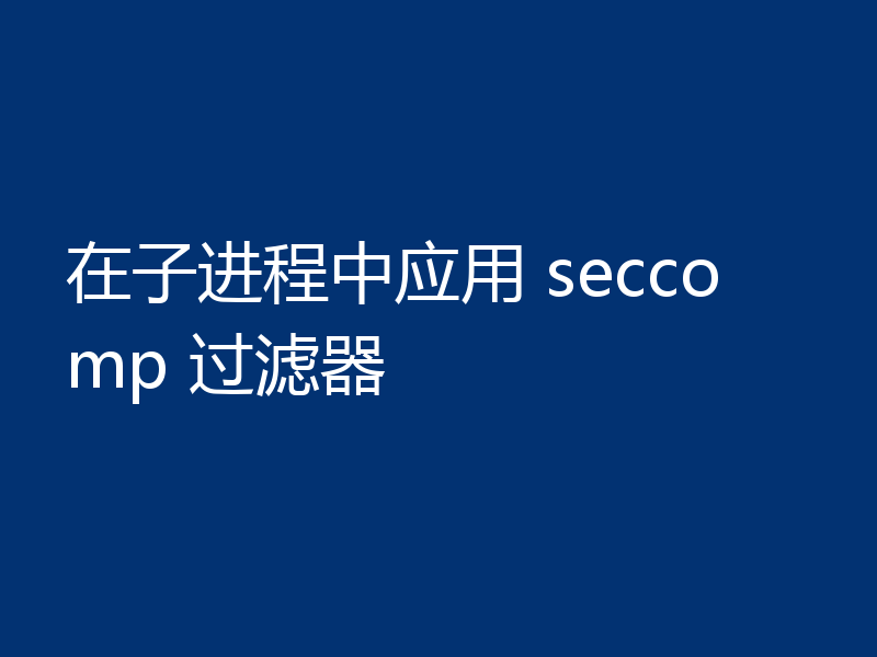 在子进程中应用 seccomp 过滤器