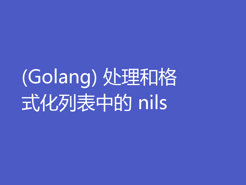 (Golang) 处理和格式化列表中的 nils