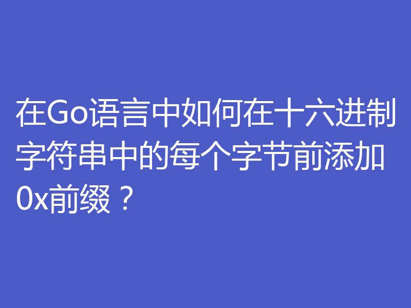 在Go语言中如何在十六进制字符串中的每个字节前添加0x前缀？