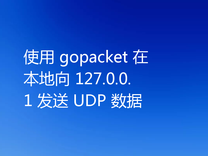 使用 gopacket 在本地向 127.0.0.1 发送 UDP 数据