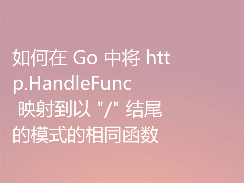 如何在 Go 中将 http.HandleFunc 映射到以 