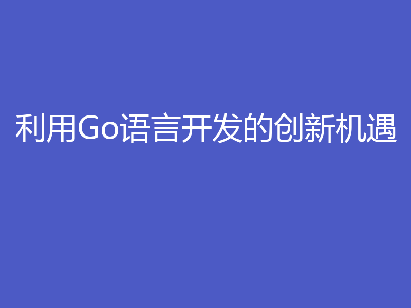 利用Go语言开发的创新机遇