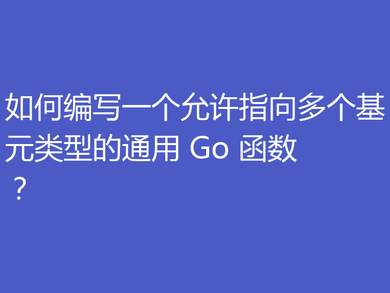 如何编写一个允许指向多个基元类型的通用 Go 函数？