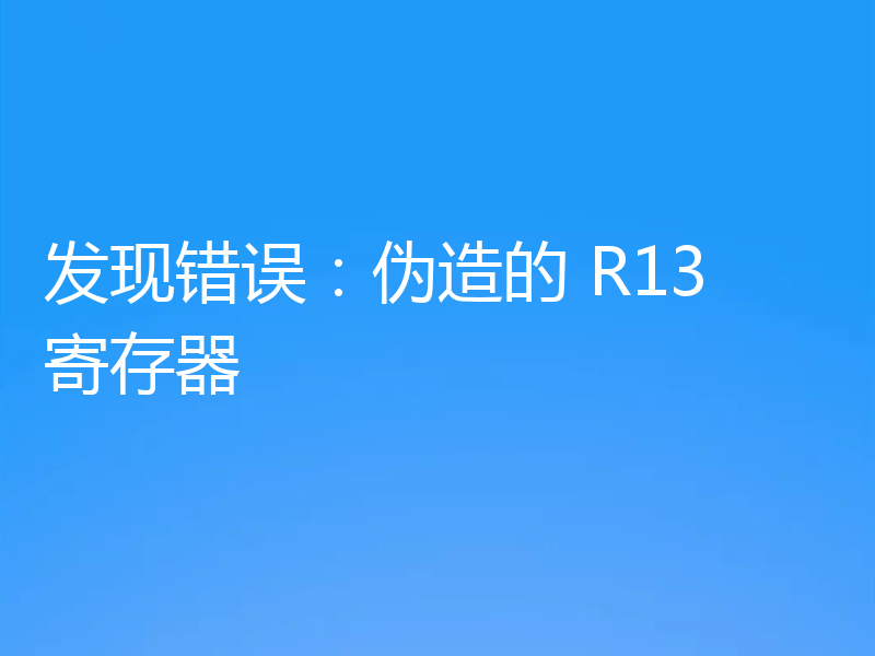 发现错误：伪造的 R13 寄存器