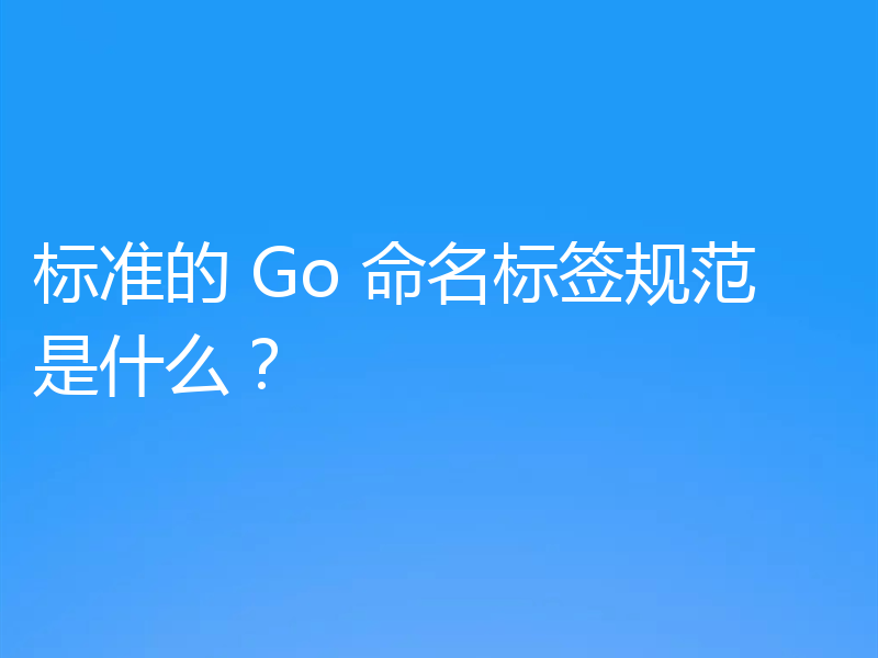 标准的 Go 命名标签规范是什么？