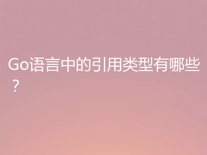 Go语言中的引用类型有哪些？